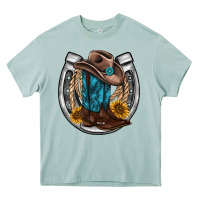 Arona western horseshoe boots hat rope sunflower Heavy Core Tee - AdoDesignShop