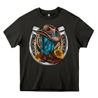 Asphalt western horseshoe boots hat rope sunflower Heavy Core Tee - AdoDesignShop