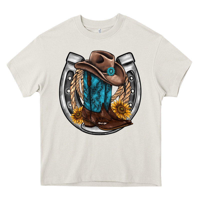 Western Horseshoe Boots Hat Rope Sunflower Heavy Core Tee by AdoDesignShop | Teevron