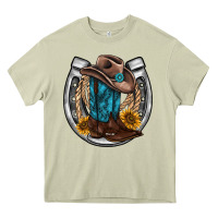 Mossy western horseshoe boots hat rope sunflower Heavy Core Tee - AdoDesignShop
