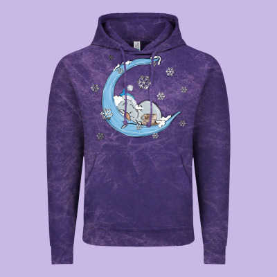 Snowman And Moon Vintage Hoodie Designed By Maliassmallbusiness
