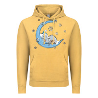 Vintage Mustard snowman and moon Vintage Hoodie - MaliasSmallBusiness