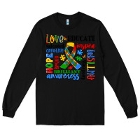 Black autism awareness typography Long Sleeve Tee - Artiststas