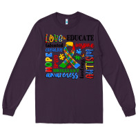 Plum autism awareness typography Long Sleeve Tee - Artiststas