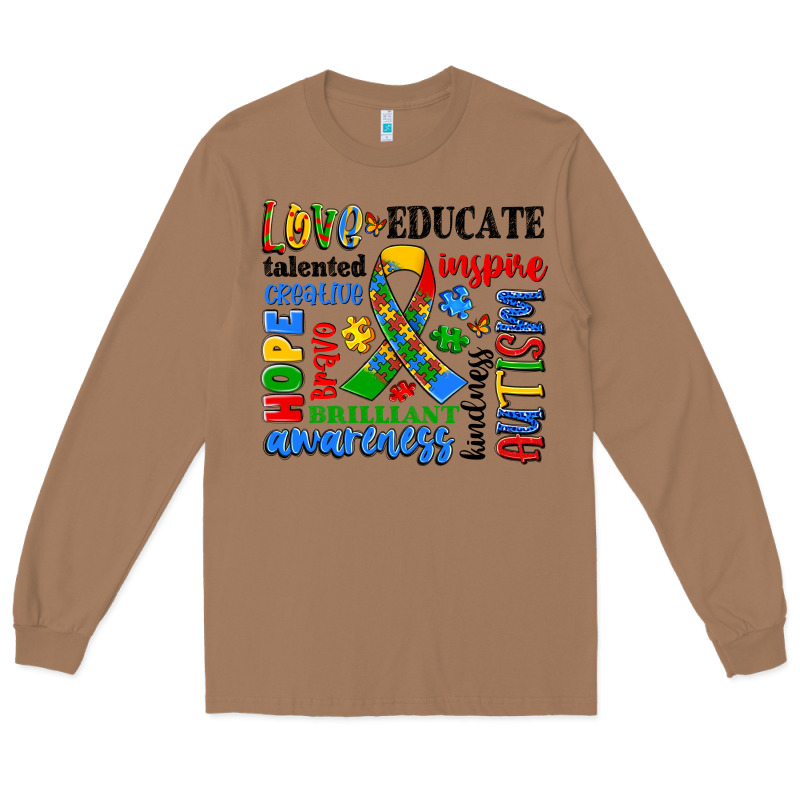 Autism Awareness Typography Long Sleeve Tee by Artiststas | Teevron