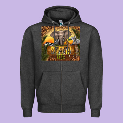 Safari Life Zipper Hoodie Designed By Tumblerdesignbyshophia