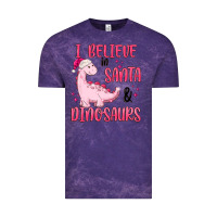 I Believe In Santa & Dinosaurs Pink Vintage Tee | Teevron