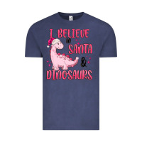 Vintage Denim i believe in santa & dinosaurs pink Vintage Tee - MaliasSmallBusiness