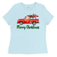 Baby Blue merry christmas truck gnomes Ladies Tee - AdoDesignShop