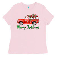 Bubblegum Pink merry christmas truck gnomes Ladies Tee - AdoDesignShop