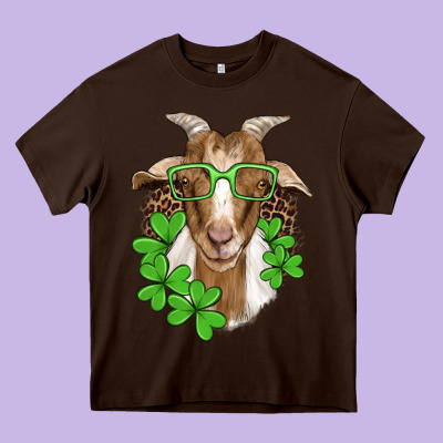 St Patricks Goat With Glasses Heavy Core Tee Designed By Artiststas