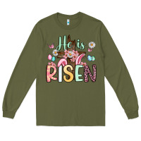 Army Green he is risen Long Sleeve Tee - Artiststas