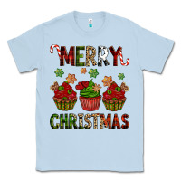 Dusty Blue Merry Christmas cupcakes Classic Tee - NancyCooperArtShop