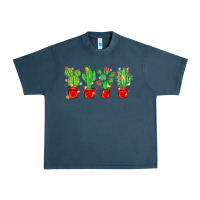 Midnight Navy Christmas Cactuses Urban Heavy Tee - MaliasSmallBusiness