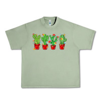 Oil Green Christmas Cactuses Urban Heavy Tee - MaliasSmallBusiness