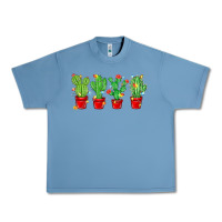 Pebble Blue Christmas Cactuses Urban Heavy Tee - MaliasSmallBusiness