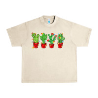 Sandshell Christmas Cactuses Urban Heavy Tee - MaliasSmallBusiness