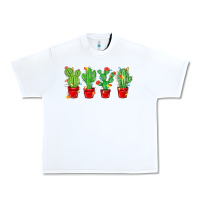 White Christmas Cactuses Urban Heavy Tee - MaliasSmallBusiness