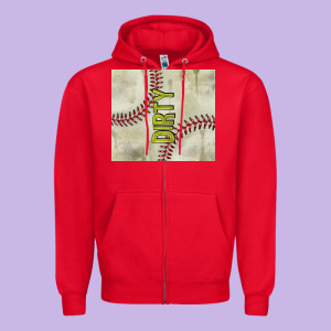 Dirty Baseball Zipper Hoodie Designed By Tumblerdesignbyshophia