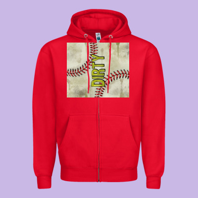 Dirty Baseball Zipper Hoodie Designed By Tumblerdesignbyshophia