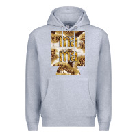 Heather Grey Mama with leopard and cowhide regular can cooler Premium Hoodie - HowdyJamesFarm