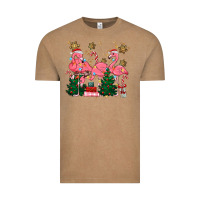 Vintage Coffee christmas flamingos Vintage Tee - MaliasSmallBusiness