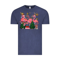 Vintage Denim christmas flamingos Vintage Tee - MaliasSmallBusiness