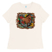 Bone western horse horseshoe roses sunflowers serape leopard Ladies Tee - Artiststas