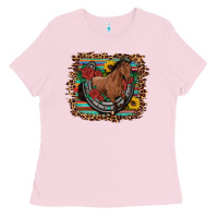 Bubblegum Pink western horse horseshoe roses sunflowers serape leopard Ladies Tee - Artiststas