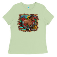 Matcha western horse horseshoe roses sunflowers serape leopard Ladies Tee - Artiststas