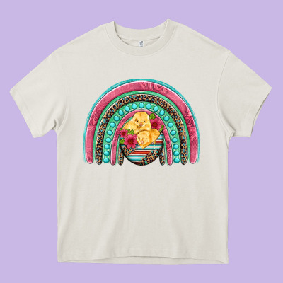 Hatched Egg Easter Chicks Rainbow Heavy Core Tee Designed By Artiststas
