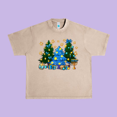 Hannukah Christmas Trees Urban Heavy Tee Designed By Nancycooperartshop