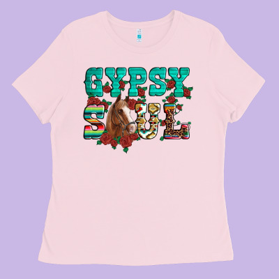Western Gypsy Soul Horse Roses Serape Aztec Leopard Ladies Tee Designed By Artiststas