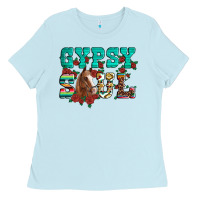 Baby Blue western gypsy soul horse roses serape aztec leopard Ladies Tee - Artiststas