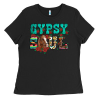 Black western gypsy soul horse roses serape aztec leopard Ladies Tee - Artiststas