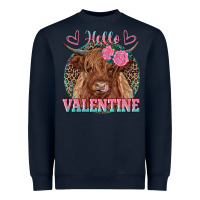 Navy hello valentine highland cow Heavyweight Sweatshirt - RanaPortraitStore