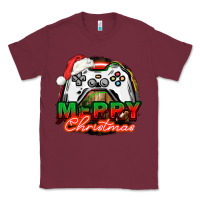 Burgundy Gamer Merry Christmas Classic Tee - NancyCooperArtShop