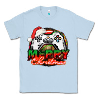 Dusty Blue Gamer Merry Christmas Classic Tee - NancyCooperArtShop