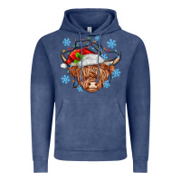 Vintage Denim christmas cow Vintage Hoodie - MaliasSmallBusiness