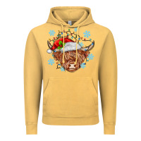 Vintage Mustard christmas cow Vintage Hoodie - MaliasSmallBusiness