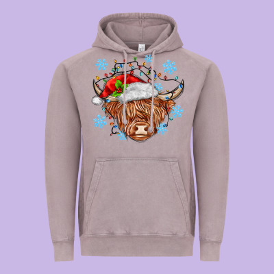 Christmas Cow Vintage Hoodie Designed By Maliassmallbusiness