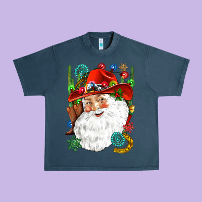 Cowboy Santa Urban Heavy Tee Designed By Nancycooperartshop