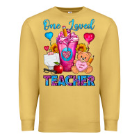 Antique Gold One Loved Teacher Valentines Day Cold Drink Frappe Premium Sweatshirt - FaDigitalArtStudio