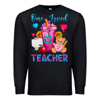 Black One Loved Teacher Valentines Day Cold Drink Frappe Premium Sweatshirt - FaDigitalArtStudio