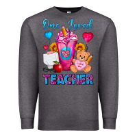 Charcoal Heather One Loved Teacher Valentines Day Cold Drink Frappe Premium Sweatshirt - FaDigitalArtStudio
