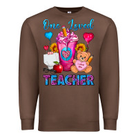Chestnut One Loved Teacher Valentines Day Cold Drink Frappe Premium Sweatshirt - FaDigitalArtStudio