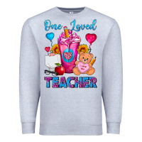 Heather Grey One Loved Teacher Valentines Day Cold Drink Frappe Premium Sweatshirt - FaDigitalArtStudio