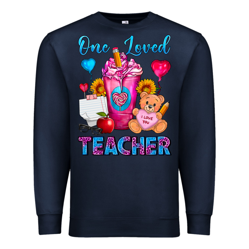 One Loved Teacher Valentines Day Cold Drink Frappe Premium Sweatshirt by FaDigitalArtStudio | Teevron