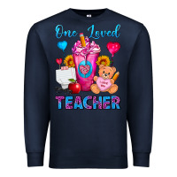 Navy One Loved Teacher Valentines Day Cold Drink Frappe Premium Sweatshirt - FaDigitalArtStudio
