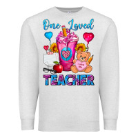 Oatmeal Heather One Loved Teacher Valentines Day Cold Drink Frappe Premium Sweatshirt - FaDigitalArtStudio